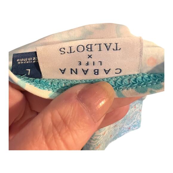 CABANA LIFE x TALBOTS Teal Coral Pink 2-Piece Tankini Swimsuit Size Large UV Pro - Picture 7 of 10